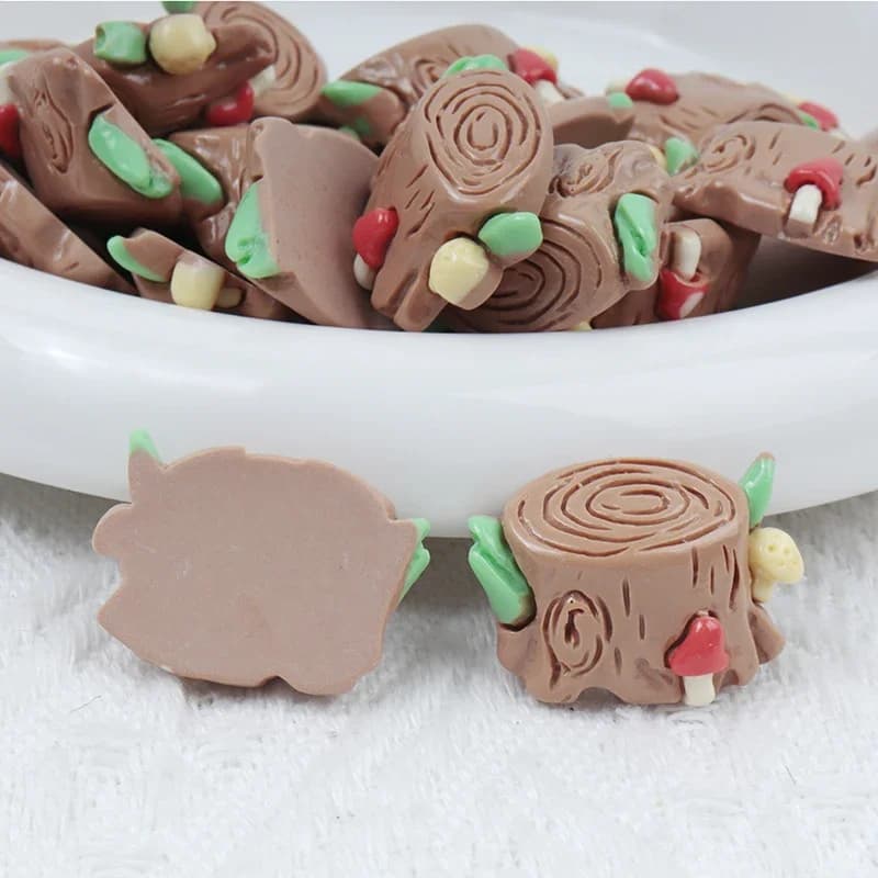 10/100 PIÈCES Série Champignons Ruraux Ornements Artisanaux en Résine pour Enfants Accessoires de Décoration DIY Matériel de Broderie à Dos Plat