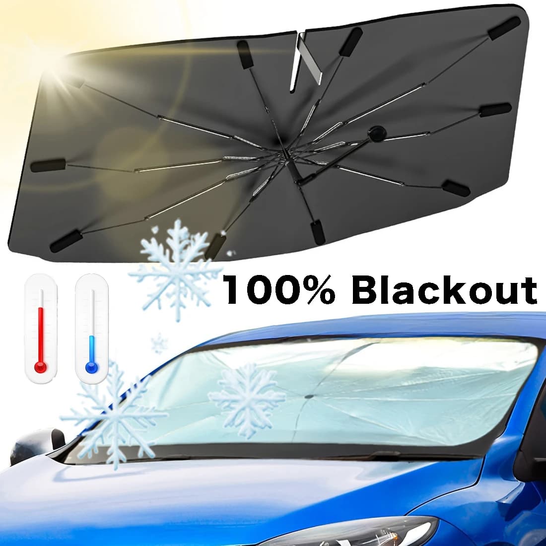 Pare-soleil pliable pour pare-brise de voiture, protection thermique portable, modèle incurvé pour vitres avant