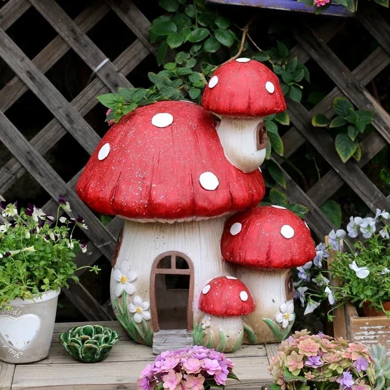 Champignon rouge balcon ornement jardin pelouse paysage décoration résine Simulation fée jardinage maternelle sol décoration