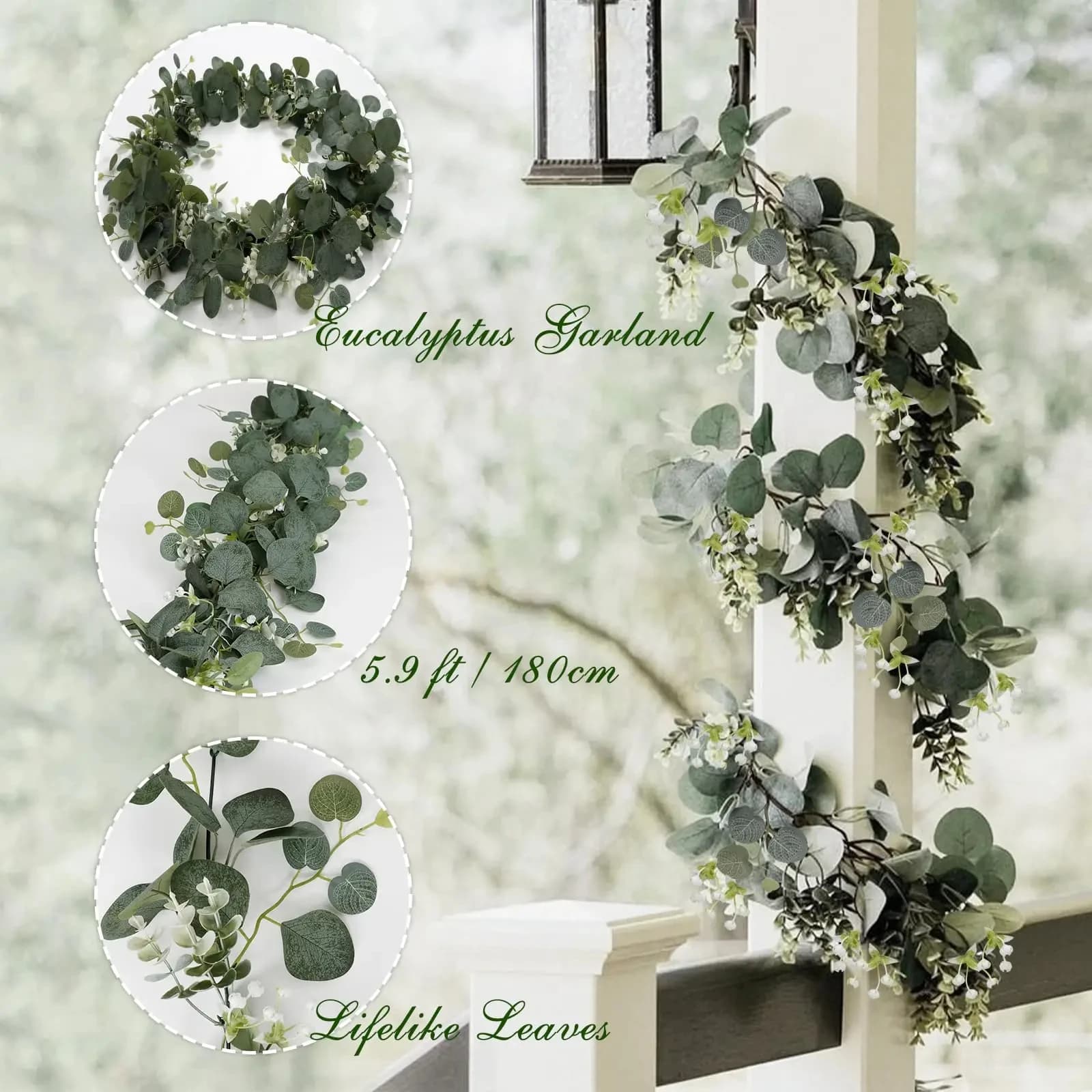 Guirlande de feuilles d'eucalyptus artificielles