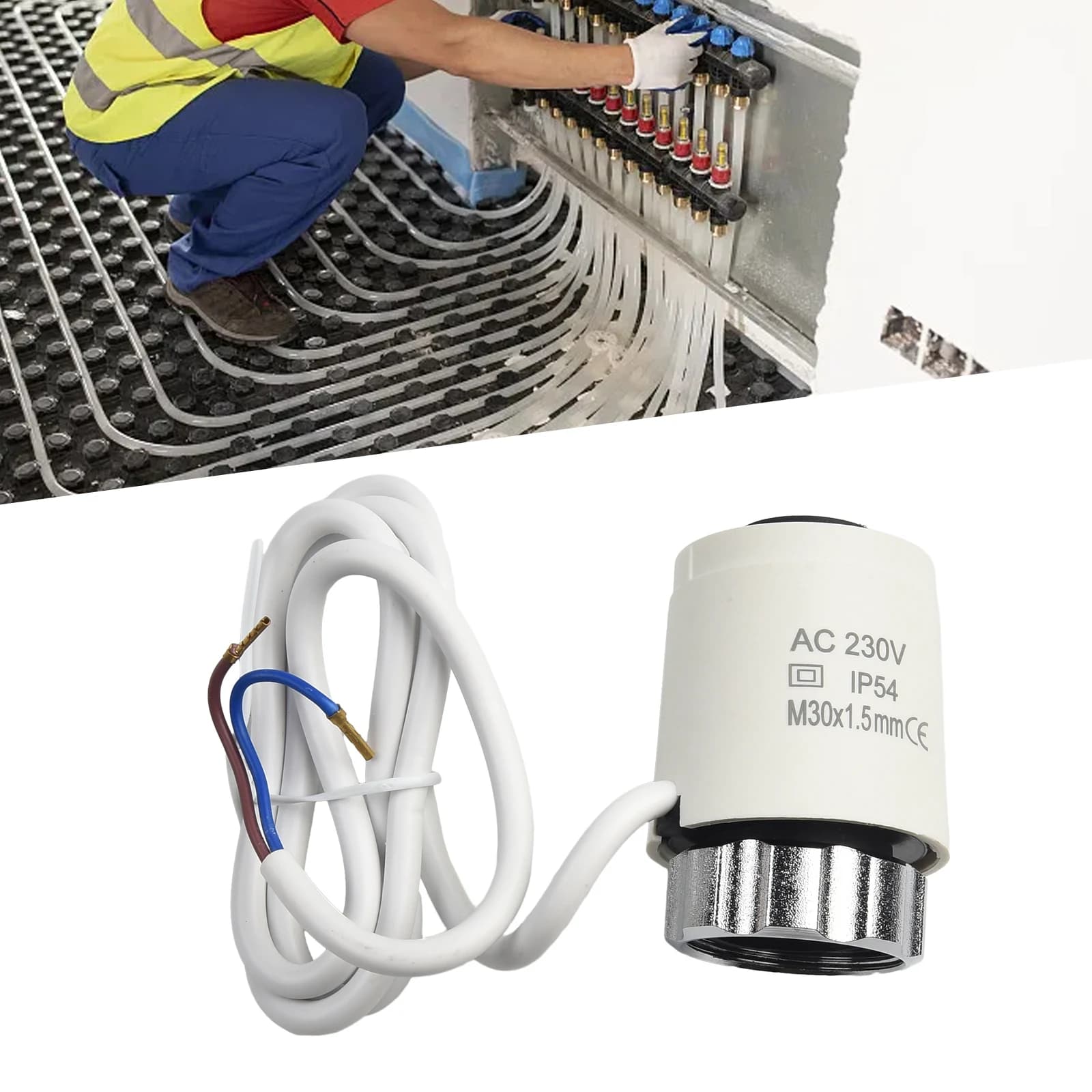 Actionneur de chauffage au sol 230v, actionneur thermique électrique, radiateur 50Hz 2w 110N IP54 pour vanne d'expansion domestique de chauffage électrique
