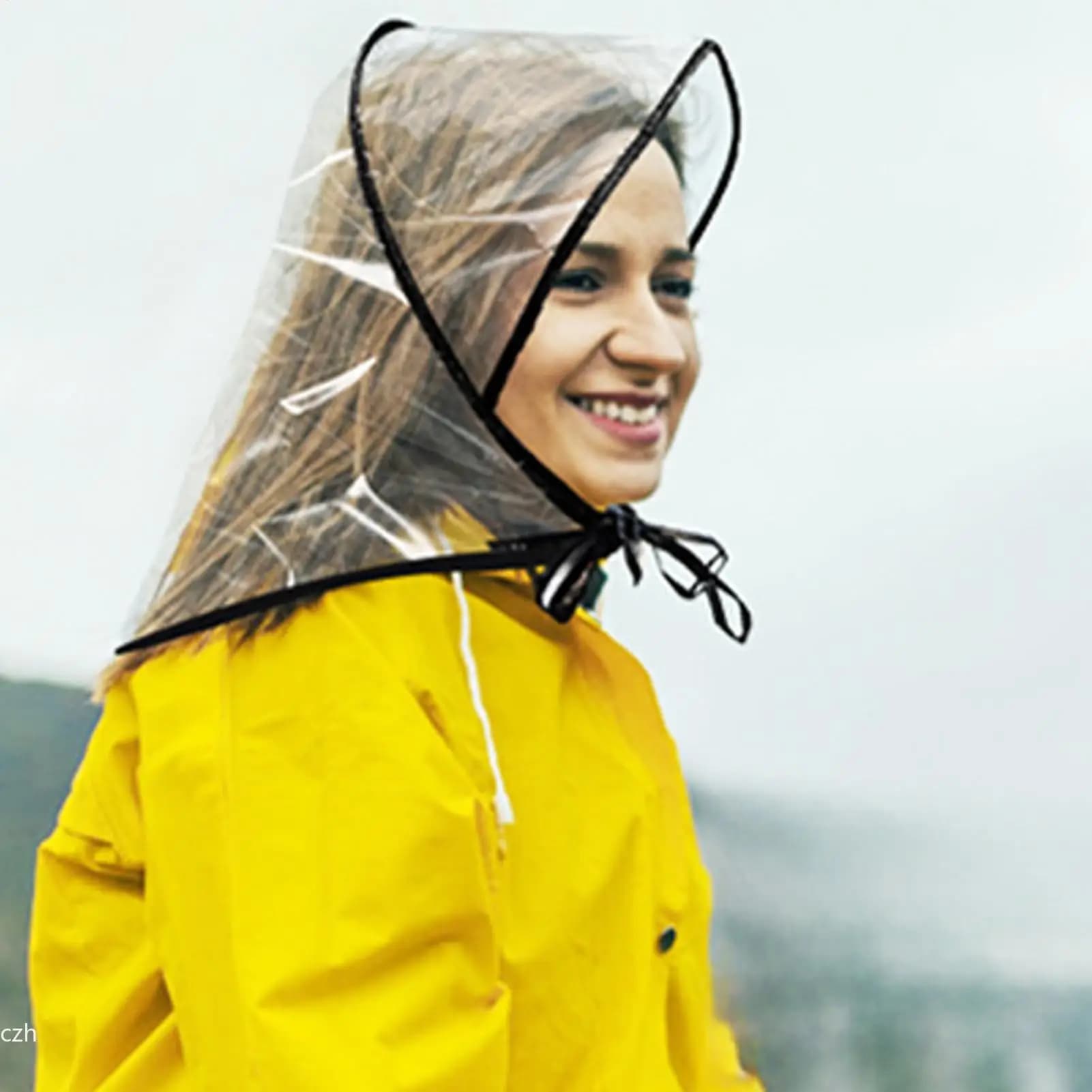 Chapeau de pluie transparent réutilisable imperméable à large bord pour femme, idéal pour les activités de plein air, la randonnée, le jardinage, le shopping, la plage et la protection contre le vent