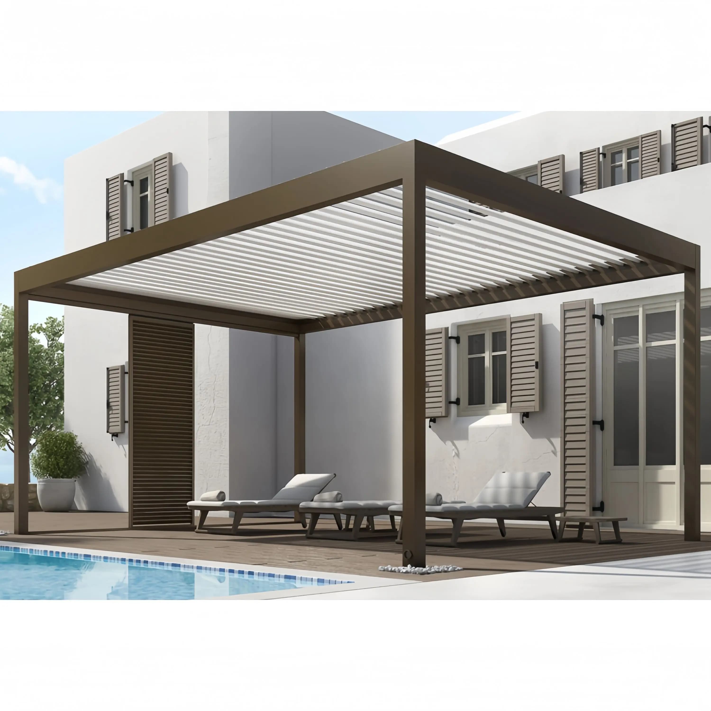 4m X 4m terrasse luxe jardin Gazebo Patio couverture toit auvent persienne