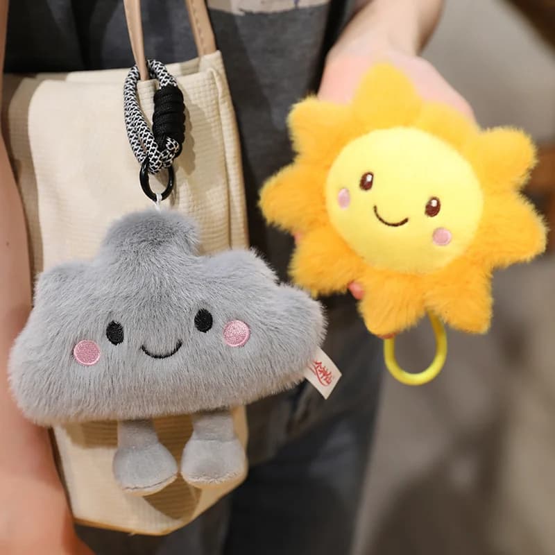 Jouets en peluche série météo de dessin animé, mignon soleil, nuage de foudre, pendentif de pluie, poupée drôle, prévisions météorologiques, accessoires de jeu, décoration de maison