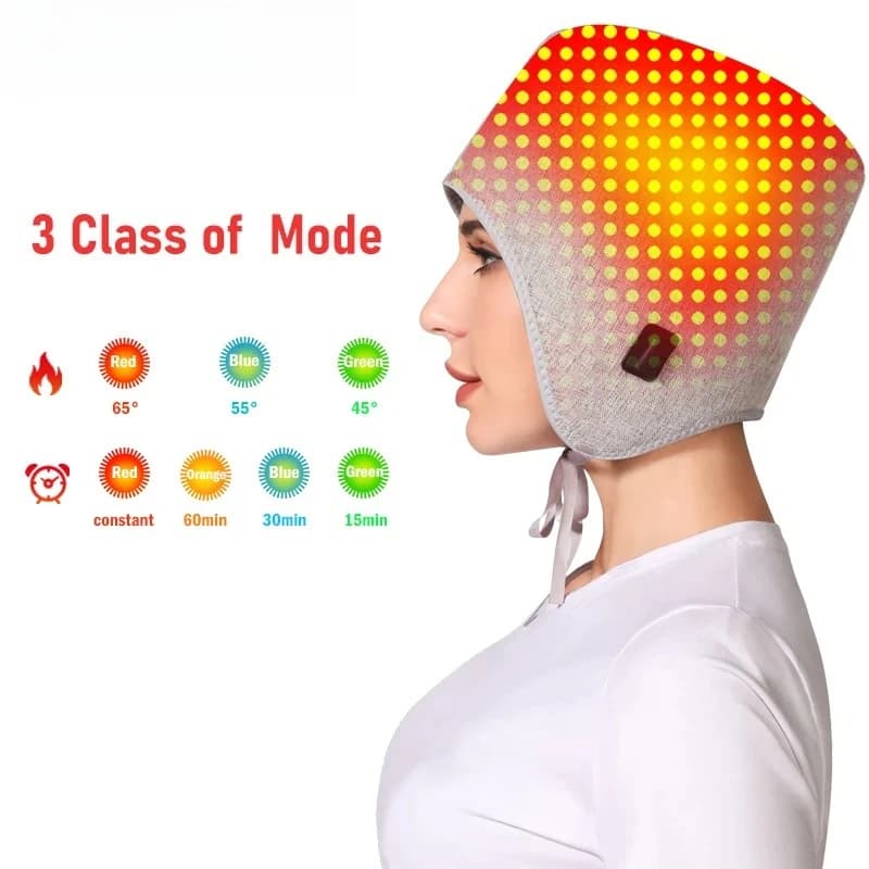 Casque chauffant LED 660nm à lumière chaude, 192 perles LED, 3 modes de température, contrôle de la minuterie, confort du cuir chevelu, soin capillaire quotidien à domicile