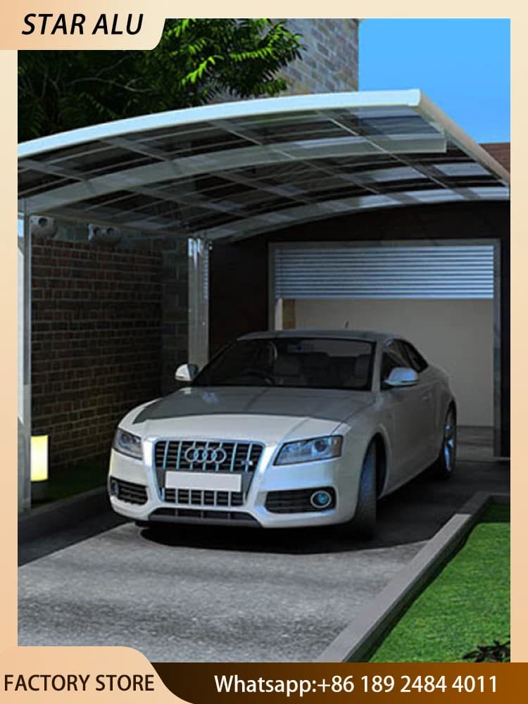 Abri de voiture en aluminium à isolation thermique avec toit en polycarbonate