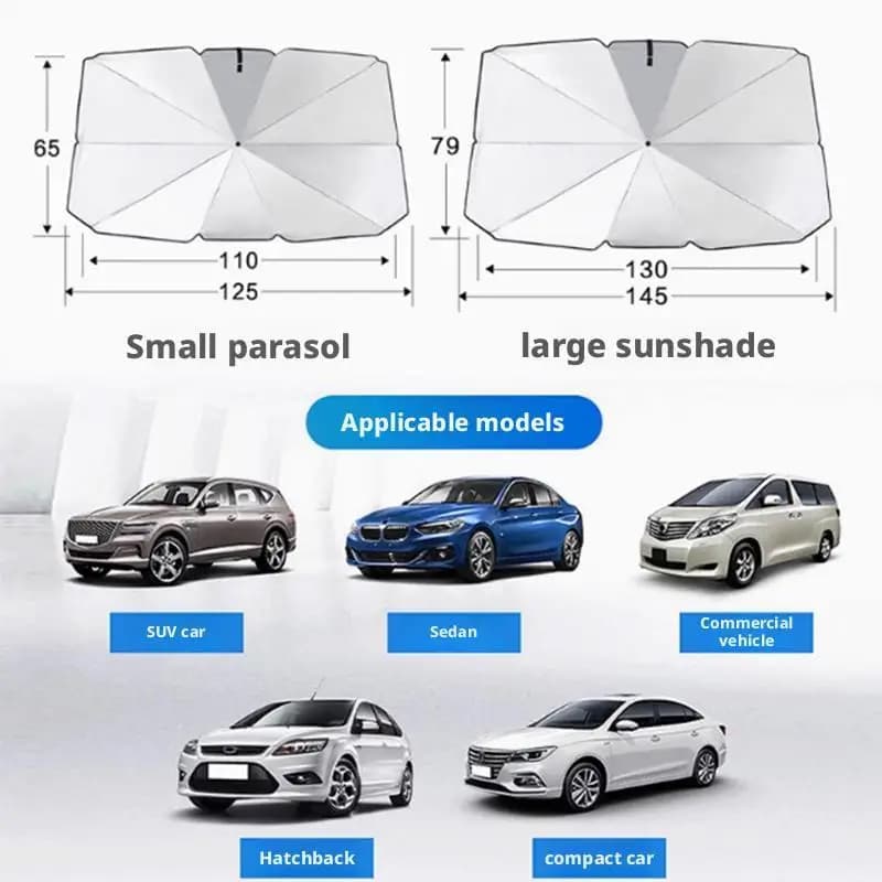 Parasol de voiture, accessoires d'été, pare-soleil pour pare-brise avant, protection solaire, isolation thermique, pare-soleil pliable télescopique