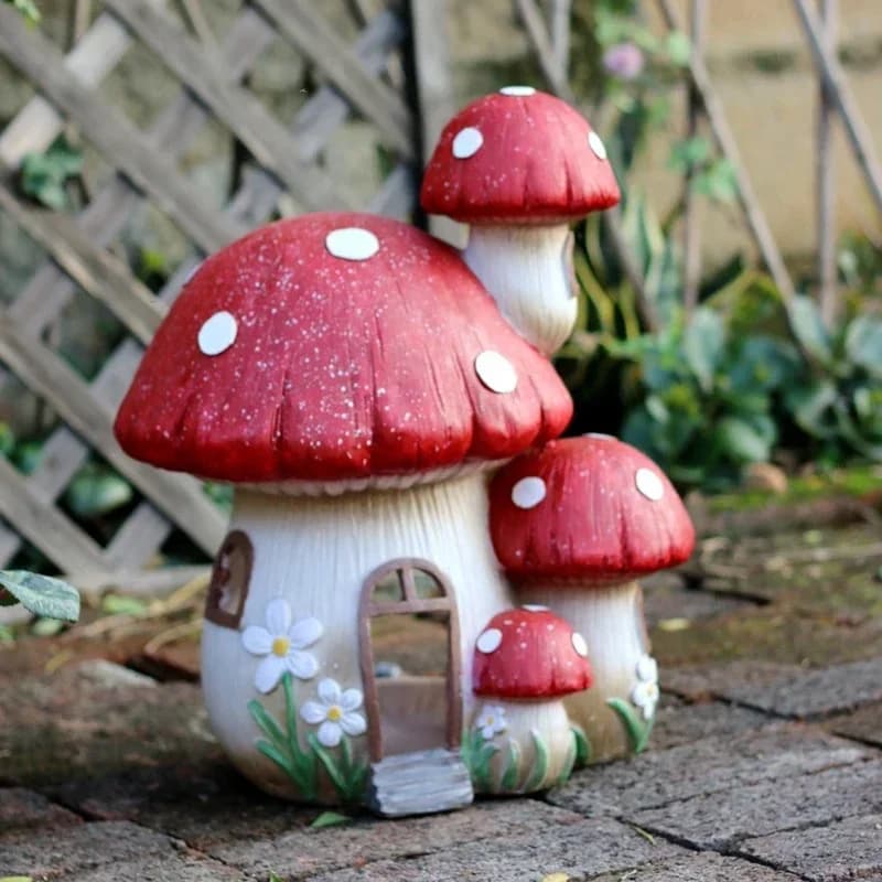 Champignon rouge balcon ornement jardin pelouse paysage décoration résine Simulation fée jardinage maternelle sol décoration
