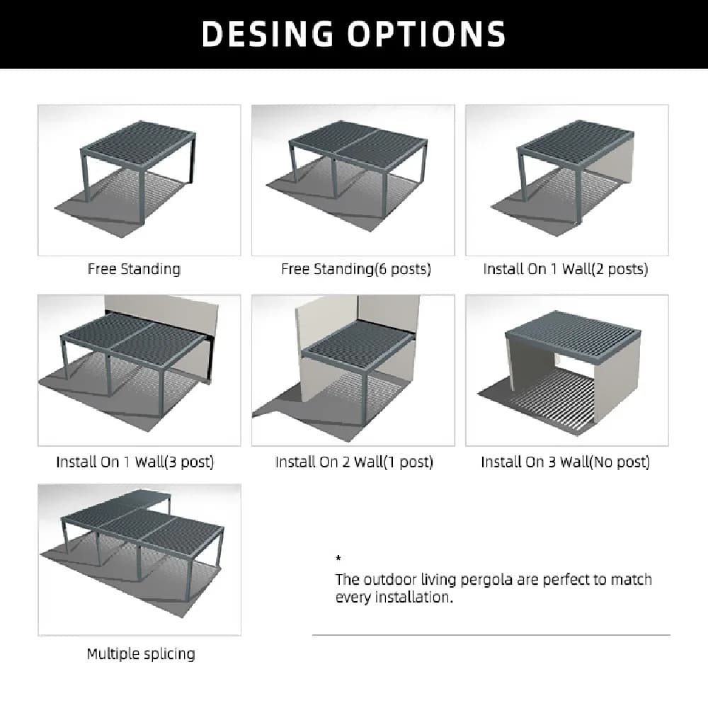 Pergola bioclimatique en aluminium avec persiennes réglables et portes coulissantes en verre – Idéal pour les salons sur le toit ou les balcons modernes