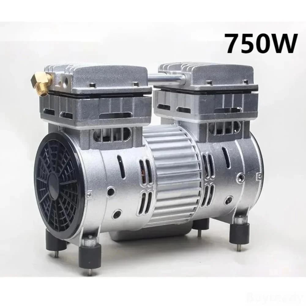Tête de pompe à moteur sans huile silencieuse, accessoires de compresseur d'air, pompage avec dissipateur de chaleur, 220V, 750W, 60L/min, 0,7 MPa