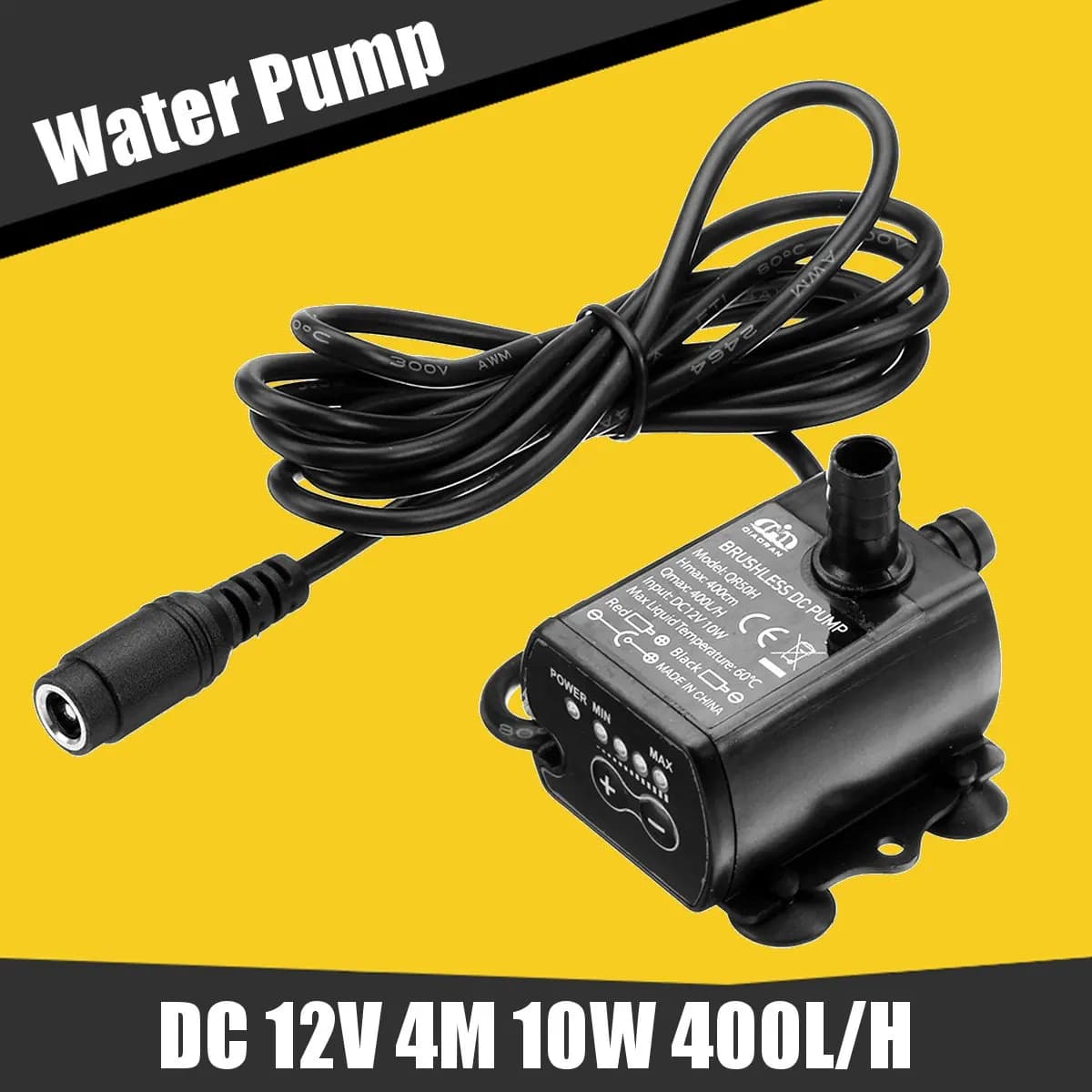 Pompe à eau QR50H DC 12V 4M 10W 400L/H, débit moteur sans balais, pompe Submersible