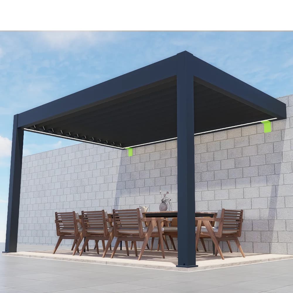 4m X 4m terrasse luxe jardin Gazebo Patio couverture toit auvent persienne