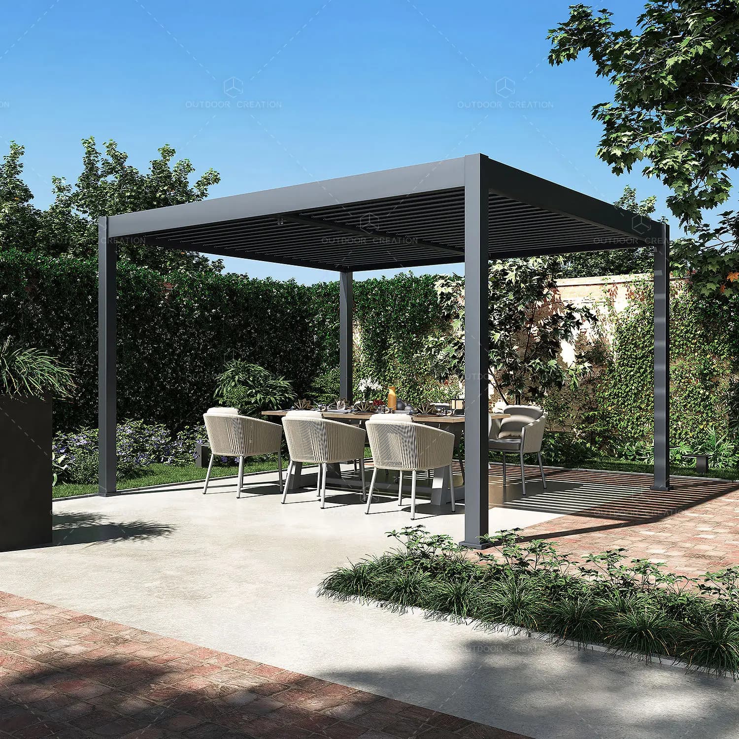 4m X 4m terrasse luxe jardin Gazebo Patio couverture toit auvent persienne
