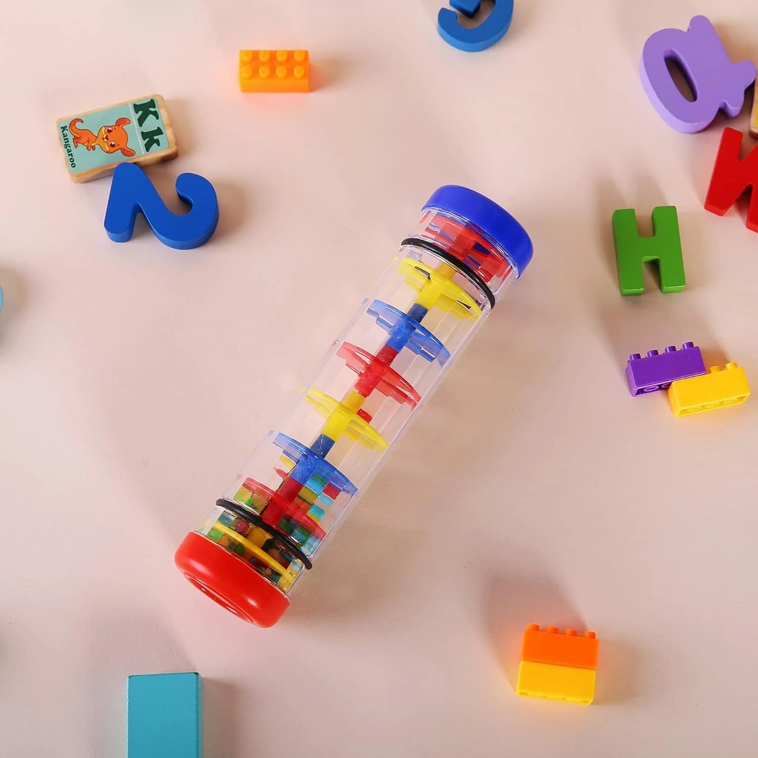 1 pièce Rain Stick Rainmaker, tube sonore à agiter à la main avec clochettes, instrument de percussion Orff pour la stimulation sonore sensorielle