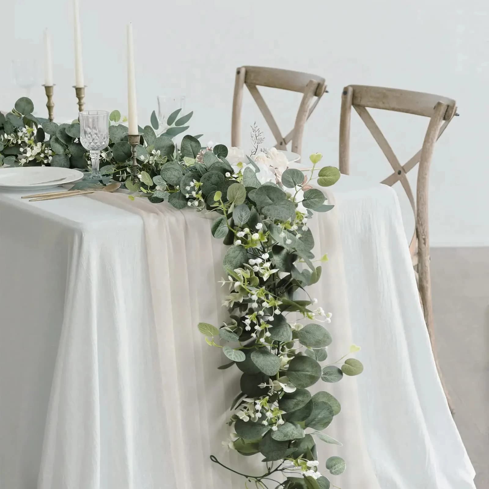 Guirlande de feuilles d'eucalyptus artificielles