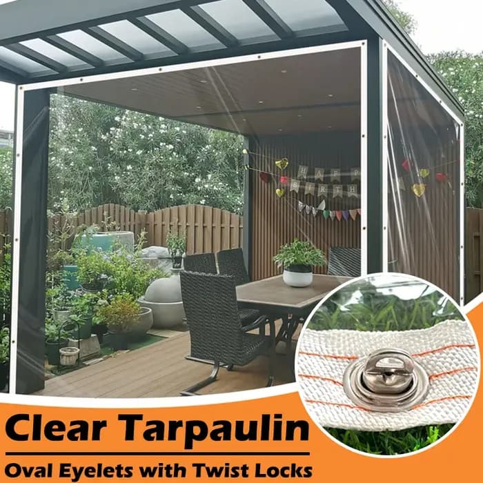 Rideau de bâche transparente avec serrures torsadées, pergola d'extérieur, poignées transparentes TarLII, balcon amovible, écran coupe-vent, gril anti-pluie