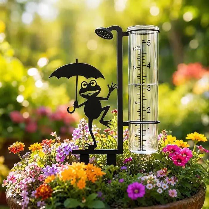 Pluviomètre en fer forgé en forme de grenouille, collecteur d'eau de pluie, résistant au gel, décoratif, en plastique, pour la décoration de jardin et de pelouse.