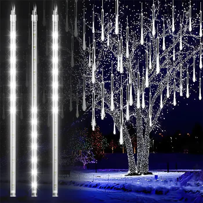 Guirlandes lumineuses LED en forme de pluie de météores, imperméables, pour jardin, décoration de Noël, fête, patio, 30/50 cm