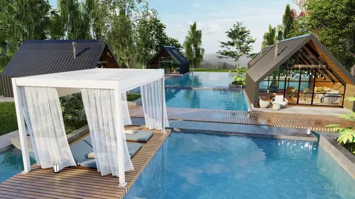Pergola motorisée en aluminium tonnelle bioclimatique lumières LED toit à persiennes portes coulissantes en verre Patio