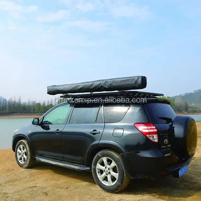 Auvent à 270 degrés, auvent imperméable en toile 320G de 2,2 m de diamètre avec lumières LED, tente de camping autoportante pour voiture, 4 saisons