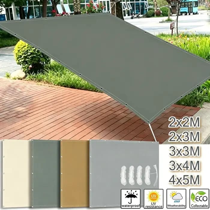 Auvent extérieur imperméable avec œillets, voile d'ombrage, abri solaire pour jardin, camping, randonnée, couverture pare-soleil, bâche de pergola, tente