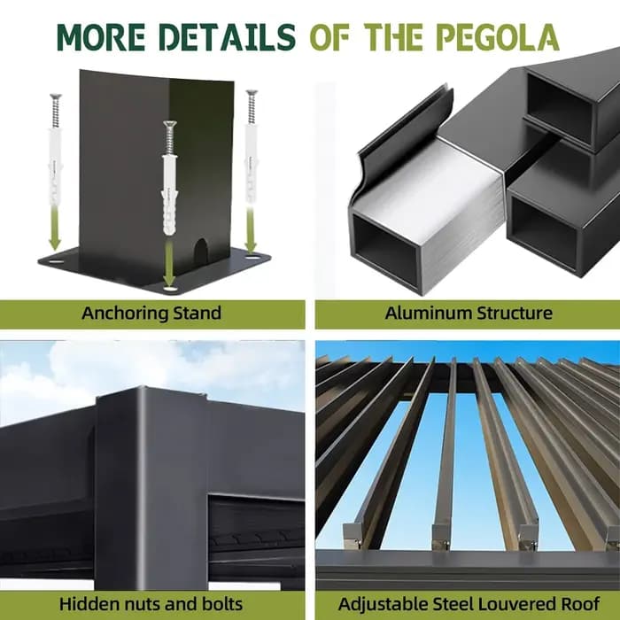 Pergola bioclimatique manuelle en aluminium pour jardin
