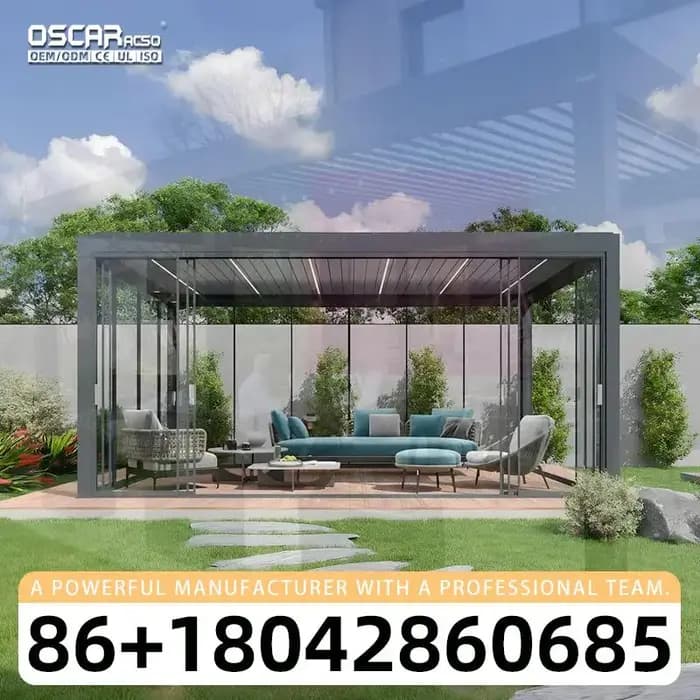 Pergola bioclimatique en aluminium imperméable pour extérieur