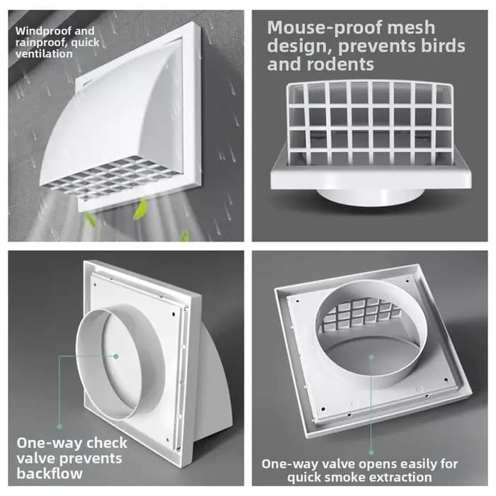 Grille de ventilation murale extérieure en ABS durable