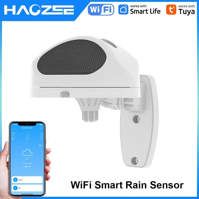 Capteur de pluie WiFi Tuya, détection de la durée des précipitations, extérieur, étanche, alimenté par batterie, contrôle via l'application Smart Life, domotique