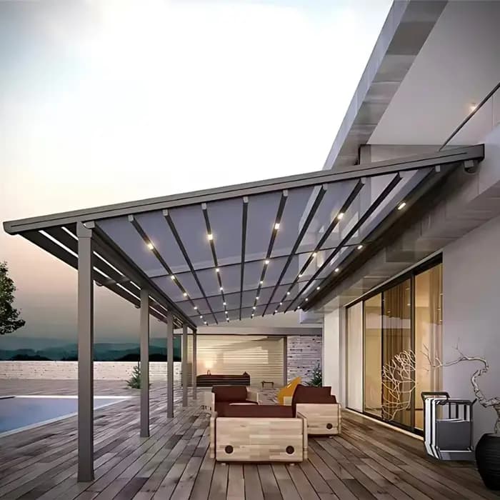 Offre Limitée - Auvent Rétractable Motorisé en Aluminium - Pergola Extérieure - Terrasse - Jardin - Protection Contre le Soleil - Capteur de Vent et de Pluie - Prêt à l'emploi
