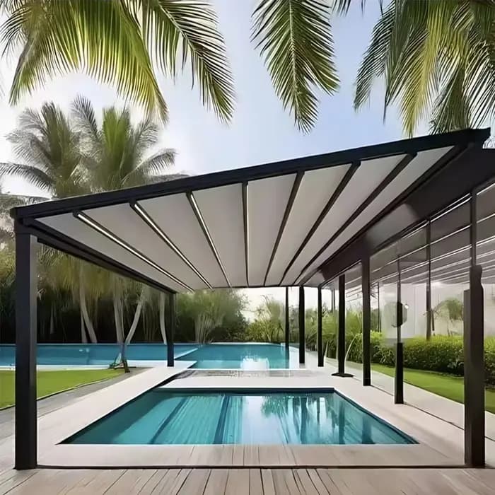 Offre Limitée - Auvent Rétractable Motorisé en Aluminium - Pergola Extérieure - Terrasse - Jardin - Protection Contre le Soleil - Capteur de Vent et de Pluie - Prêt à l'emploi