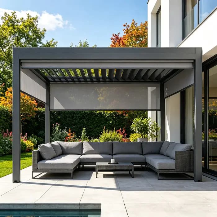 Pergola bioclimatique avec lames orientables