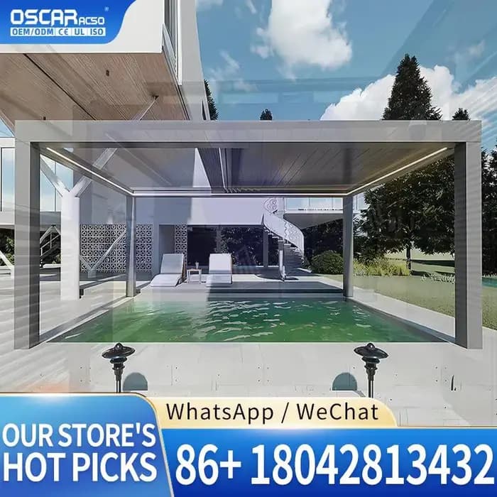 Pergola extérieure en aluminium 6x4 avec toit en matériau composite pour jardin, patio et cour arriè