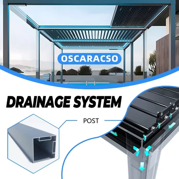 Pergola motorisée en aluminium avec toit à lames rétractables