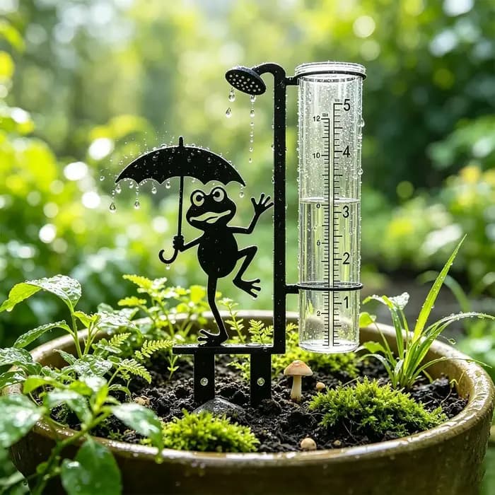 Pluviomètre en fer forgé en forme de grenouille, collecteur d'eau de pluie, résistant au gel, décoratif, en plastique, pour la décoration de jardin et de pelouse.