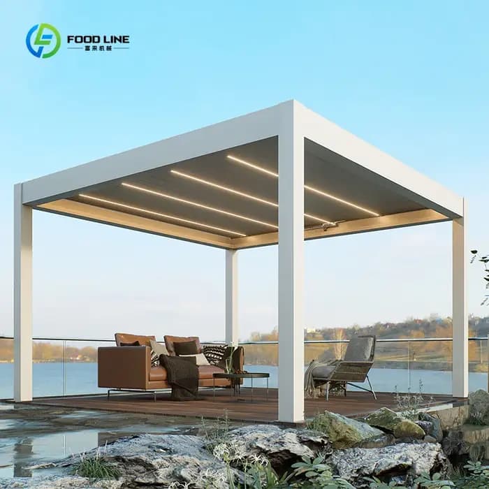 Pergola bioclimatique à lames orientables en aluminium 3x4m, revêtement poudré, pour usage extérieur