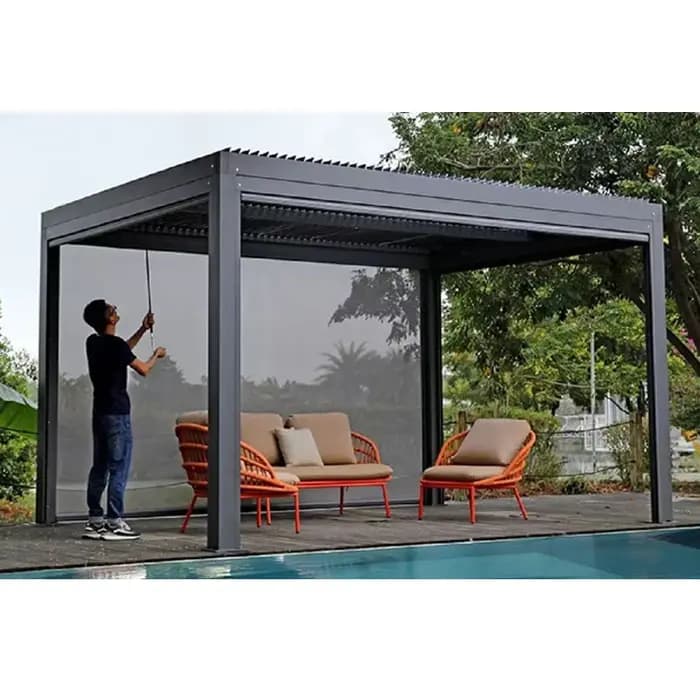 Pergola bioclimatique en aluminium 3x4m/10x12 pieds