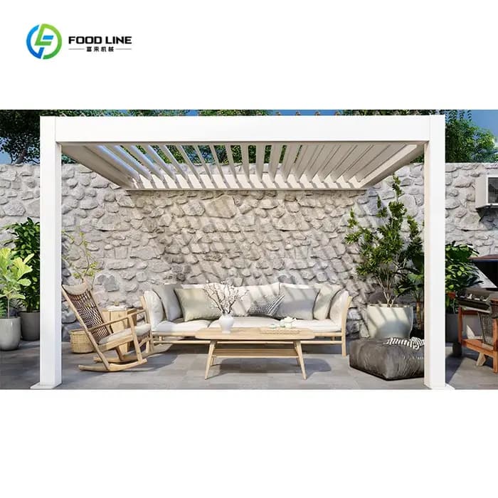 Pergola arquée en aluminium blanc avec toit à lamelles réglables, cadre thermolaqué pour jardin, sur mesure