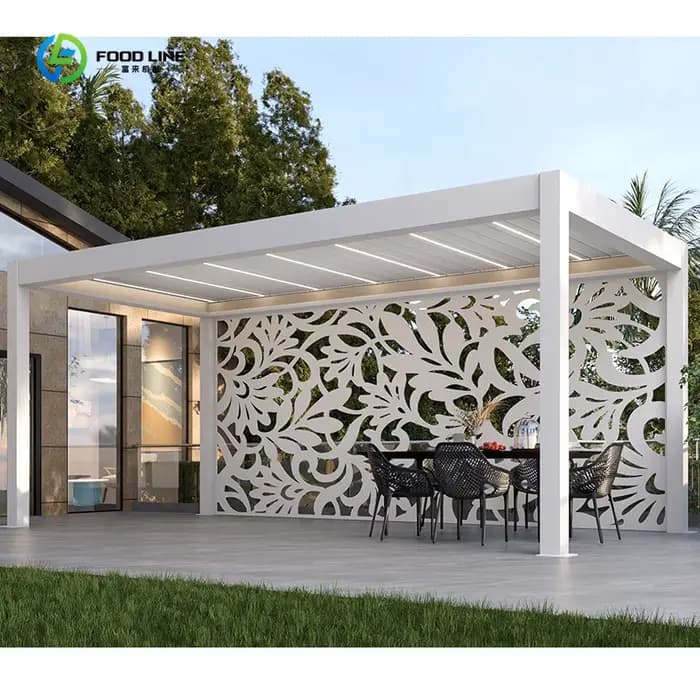 Pergola bioclimatique à lames orientables en aluminium 3x4m, revêtement poudré, pour usage extérieur en jardin, sur mesure